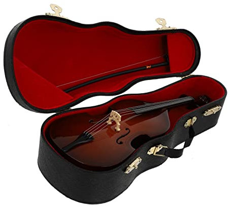 VINTORKY 1stk Cello-modell Miniatur-bassmodell Mini-violoncello-handwerk Puppenhaus Modell Heimtextilien Holzminiatur Mit Ständer Miniatur-cello Aus Holz Instrument Hölzern Kontrabass Linde