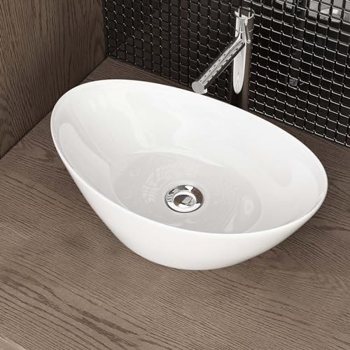 Lavabo vasque à poser en céramique pour toilettes invités Waschbecken24 (Blanc / A689, 45x28x15cm)