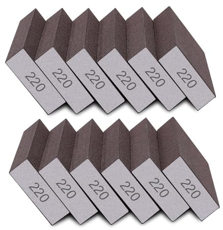Tanbupu 12Pcs Sanding Sponge 220# Grit Fine Sanding Blocks for Drywall Metal Wood Washable and Reusable