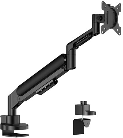UPGRAVITY Supporto per monitor singolo, supporto da scrivania per monitor Ultrawide da 13-34 piatti e curvi, braccio singolo per monitor a basso profilo, supporta fino a 12 kg, facile installazione,