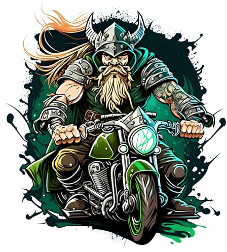 Samunshi® Wandtattoo Wikinger Rocker auf Motorrad Wanddekoration Wolf Wandsticker nordische Legenden für Kinderzimmer Wohnzimmer Wikinger Wanddeko Odin 27x30cm