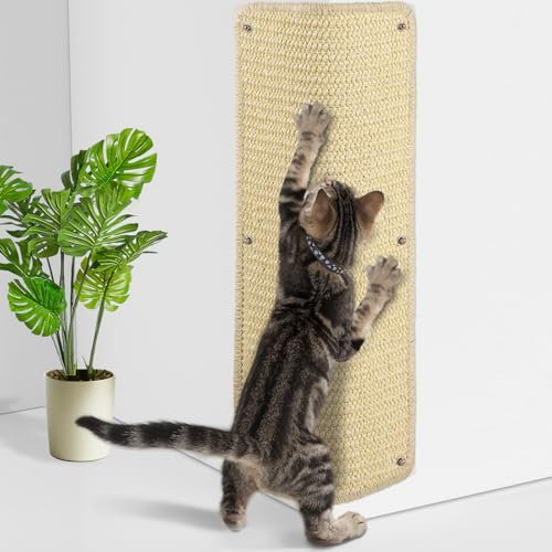 FCHERP Kratzmatte Katze aus Sisal,60x30cm Heftklammer Kratzbretter an Ecker, Kratzteppich, katzenkratzbretter,kratzmöbel schutzung,Kratzschutz an Wand/Sofa/Bett