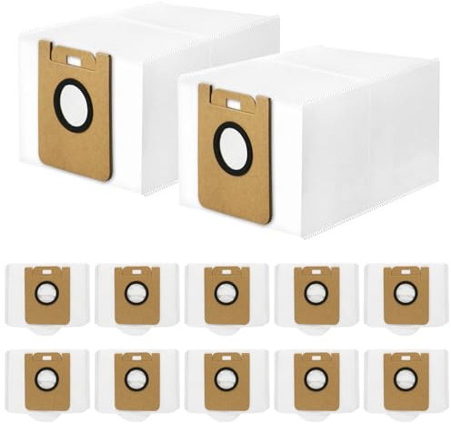 12 Pièces Sacs à Poussière pour Dreame D10 Plus/D10s Plus/L20 Ultra/L10 Ultra/Z10 Pro, Sacs à Poussière de Grande Capacité de 2,5 L Compatibles avec le Robot Aspirateur Dreame L10s Ultra/Xiaomi X10