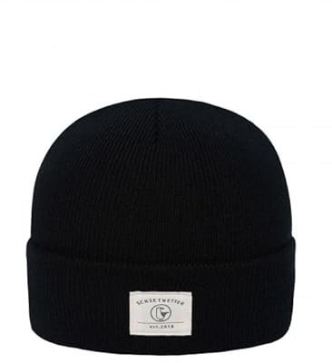 SCHIETWETTER Accessoire Beanie Mütze Robbe, Strickmütze, Rippmuster, breite Krempe, Wintermütze, elastisch, ungefüttert schwarz 50