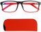 Mini Brille - Gaming Occhiali con Luce Blu Bloccanti con Aste Flessibili, Montatura in Plastica e Rettangolare Nero con Accento Rosso, Custodia, Finti Occhiali Senza Gradazione Uomo e Donna
