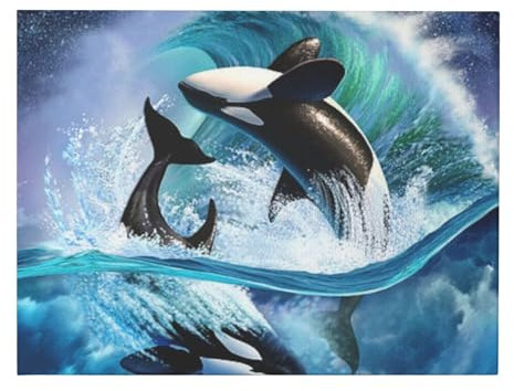 Orca Killerwale winken, Leinwand-Kunstdrucke, Wandkunst, Wandbehang, Gemälde für Heimdekoration, 30 x 40 cm