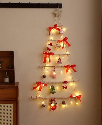 AULOOS Décoration murale lumineuse à suspendre pour sapin de Noël (blanc)