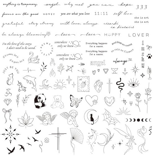 3 Sheets 100pcs Small Temporary Tattoos for Women - Semi Permanent Waterproof Fake Tattoos for Makeup Accessories