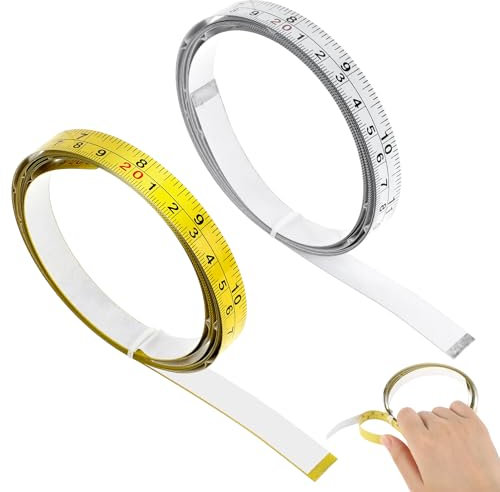 2 Stück Selbstklebendes Maßband, 2m Skalenbandmaß Metall Metrisches Maßband zum Aufkleben, Links Nach Rechts Lesen Maßband für Holzbearbeitung, Malen, Sägen, Nähen, Zeichentisch