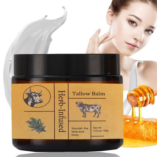 100g Grass Fed Tallow Balm,Beef Tallow Moisturiser for Face,Grass Fed Grass Finished Face Cream,Beef Tallow Skin Care,Face and Body Moisturizer,Facial Tallow,Hydrating Body Cream,Beef Tallow for Skin