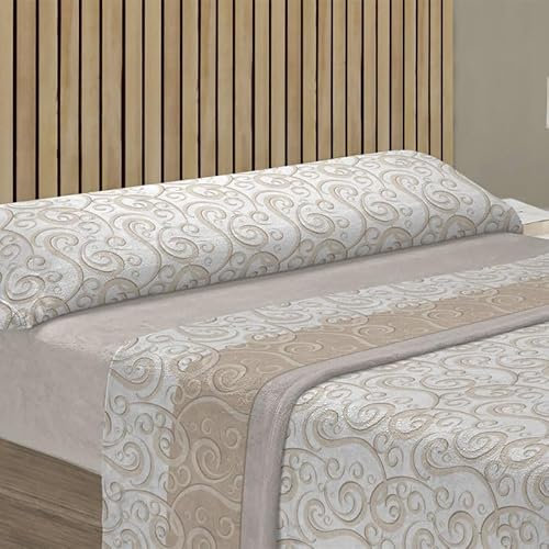 Rufino Díaz Juego Sábanas Pirineo Espirales Invierno 3 Piezas - Beige, 90 cm