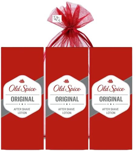 Original After Shave Lotion for Men Bundle with Old Spice Aftershave Lotion 100ml x3 with Deluxio Gifts Gift Bag