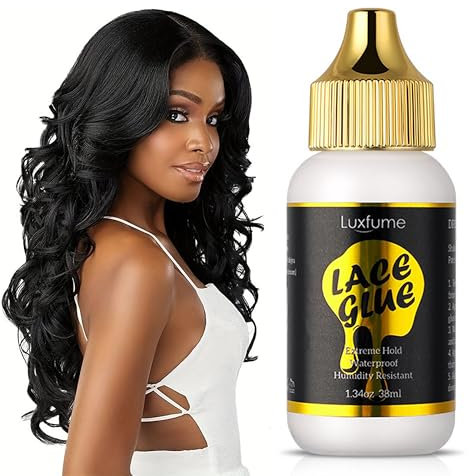 Perückenkleber Lace Front, Wig Glue, Starker Halt, Perücken Kleber, Unsichtbare Verklebung, Bonding Lösungsmittel, Wasserfest und Ölbeständig, Haarkleber für Haarteil, Perücken, Toupet (38ml)