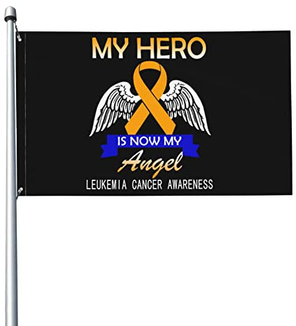 Flagge mit Aufschrift „My Hero Is Now My Angel zur Aufklärung über Leukämie und Krebs, 90 x 150 cm, Banner, Poster, dekorativer Hintergrund, Wanddekoration aus Polyester, für Garten, Hof, Haus, Esszi