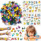 MODEQQ Tortenfiguren Tortendeko Nicht Essbare, 24 Minifiguren Tortendeko mit 2 Tattoo-Aufkleber, Party Kuchen Dekoration Set für Kindergeburtstag Mitgebsel Spielzeug (A)