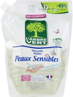 L'Arbre Vert Recharge Liquide Vaisselle Peaux Sensibles - La recharge de 1l