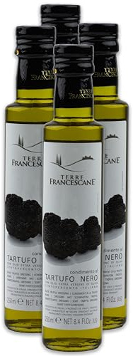 Food-United Trüffel-Öl 4x 250ml von TERRE FRANCESCANE extra natives Olivenöl mit schwarzem Trüffel-Aroma Premium-Trüffelöl aus Italien für Feinschmecker-innen und Gourmetküche