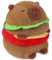 Capybara Plüschtier, Niedliche Capybara Kuscheltier Capybara Kuscheltiere Plüschtier mit Schildkrötenrucksack Capybara Plushie Puppen Niedlichen Capybara Plushies für Home Deko Kinder (Hamburger)