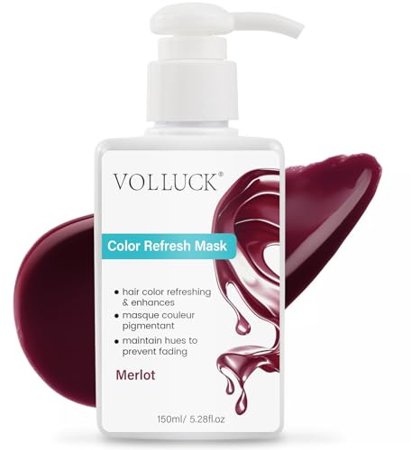 VOLLUCK Color Fresh Mask 3 en 1 Tinte para colores vivos del cabello, mascarilla de color para todo tipo de cabello (Merlot, 150 ml)