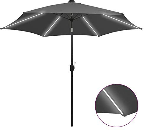 Xichuzi Sonnenschirm mit Leuchten, Sonnenschutz Garten, Sonnenschirm Terrasse, Balkonsonnenschirme, Balkon Sonnenschutz, Balkon Sichtschutz Uv-Schutz, & Aluminium-Mast 300 cm Anthrazit