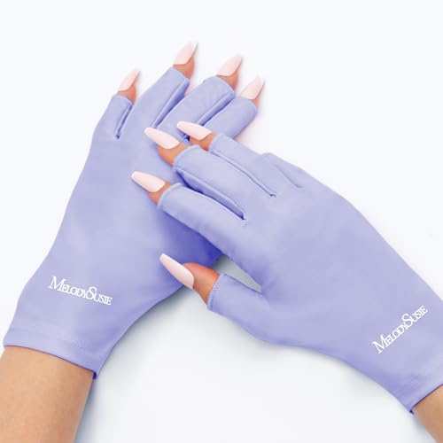 MelodySusie UPF50+ Fingerless UV Protection Gloves for Gel Manicures | Cool breathable fabric,professional UPF50+ UV protection,fingerless design ideal for salon & home gel manicure,Anti UV Light