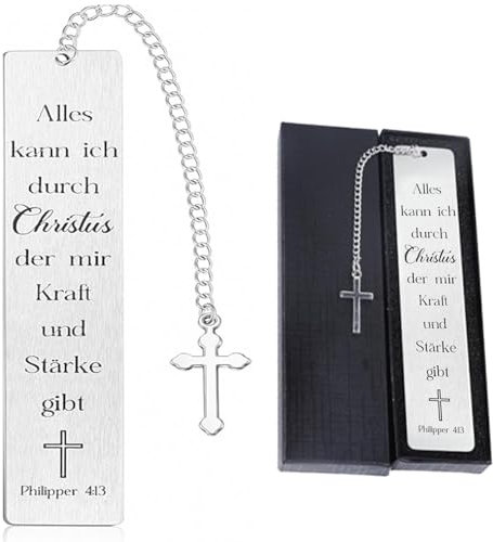 GIONAR 1pc Christliche Geschenke Kreuzanhänger mit 1 Blackbox, Christian Lesezeichen, Lesezeichen Personalisiert, Christliche Geschenke, Christliches Lesezeichen aus Silber mit Kreuzanhänger