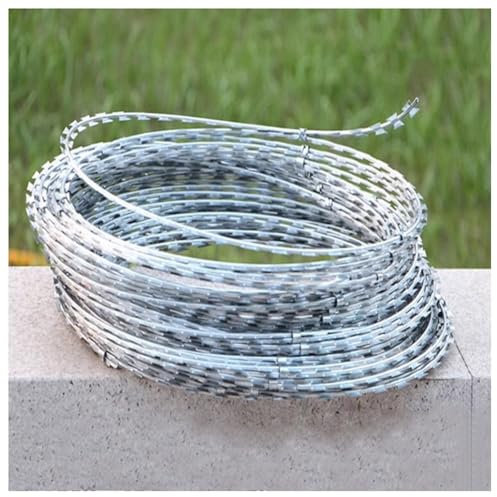 Stainless Steel Razor Wire, Roll Razor Ribbon Concertina Wire Galvanized Steel Razor Wire Fencing Razor Fence Serpentine Fence Isolation Protection Against Theft And Climbing(5m)