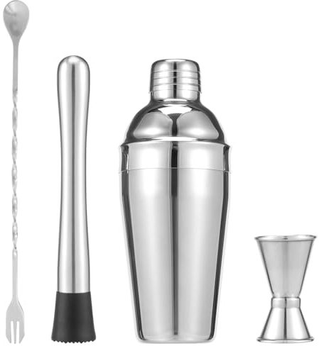 4 Stück Cocktail Shaker Sets,Premium Boston Shaker Geschenkset,Edelstahl Bar Cocktailset mit Löffel,Crunker und Auslaufsicherem Verschluss,für die Heimbar