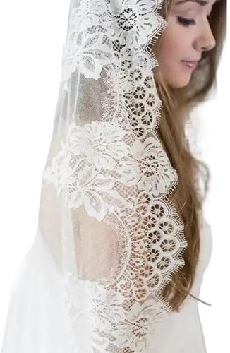 TroHollis Schleier Braut,Schleier Weiße Hochzeitsschleier mit langem Kamm und Spitze, Mantilla, Brautschleier, Hochzeitsaccessoires(350cm)