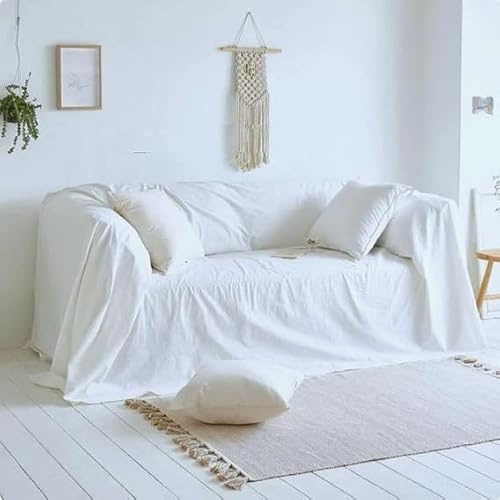 L'Emporio Casa Telo Copridivano Copriletto Tela Grossa Robusta Cotone in Panama 160X260-260x280-360x280 Misure Maxi Lenzuolo Copritutto Cotone Granfoulard Made Italy (Bianco, 260x280)