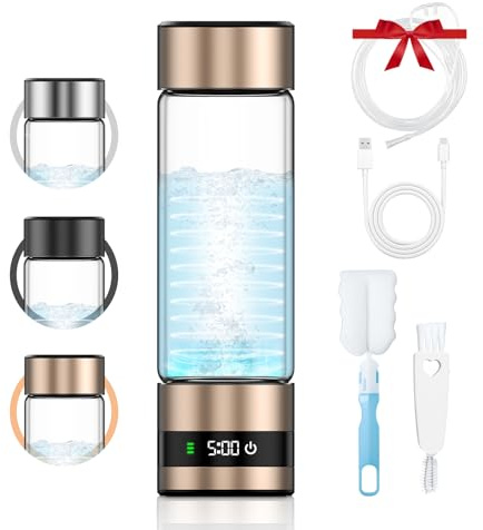 Feelhap Bouteille d'Eau Hydrogène,Générateur d'Eau Hydrogène Portable | 450ML Générateur d'Eau Ioniseur Rechargeable avec Technologie SPE et PEM,Jusqu'à 6850PPM,Eau Riche en Hydrogène en 7 Minutes