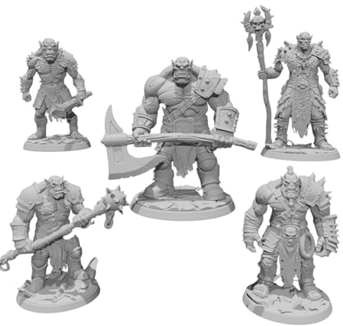 Orc Party Pack Set DnD TTRPG Miniature 32mm Scale D&D RPG NPC Enemies Orcs Creature Wargaming Figure Main Enemy Boss hammer Unpainted 28