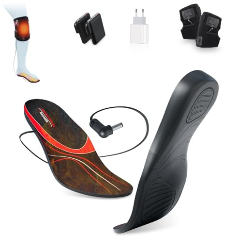 Beheizbare Einlegesohlen, Rtdep 7.4V Heizsohlen für Schuhe, Beheizte Knieschützer, Wärmesohlen, Beheizbare Sohlen für Herren Damen, Fußwärmer mit 3000 mAh Akku,Thermosohlen für Ski, Jagd, Wandern(S)