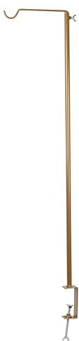 URBNLIVING Gold Metal Table Clamp Pole Hook – Adjustable Garden Lantern Hanger Stand for Outdoor, Patio, Party Decorations, Plant Hanger, Bird Feeder Rod (Set Of 1)
