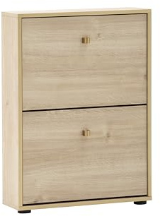 Schildmeyer Schuhschrank Schuhkipper Flora 160785, weiß Eiche Dekor/goldfarben, 59,8 x 19,5 x 83,2 cm