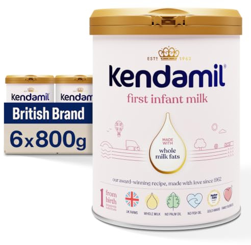 (6x800g) Kendamil Classic First Infant Milk - Stage 1 from Birth, Whole Milk Formula, Vegetarian, No Palm Oil, No GMOs and with Omega 3 DHA, Omega 6 ARA and Prebiotics