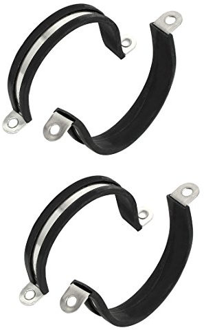 Sourcingmap 50mm Dia Rubber Lined U Shaped 304 Stainless Steel Pipe Clip Hose Clamp 4pcs