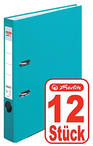 Herlitz Ordner maX.file protect A4 5cm, PP-Folienbezug beschichtet, mit Wechselfenster (türkis | 12er)