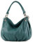 modamoda de IT40 Damen Leder/Nappaleder Schultertasche Hobo Bag handmade in Italy, Farbe:Petrol Leder