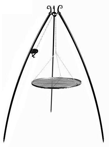 CookKing Schwenkgrill Tripod 200cm, Dreibein mit Grillrost und Rolle (Grillrost aus Rohstahl, 70 cm)
