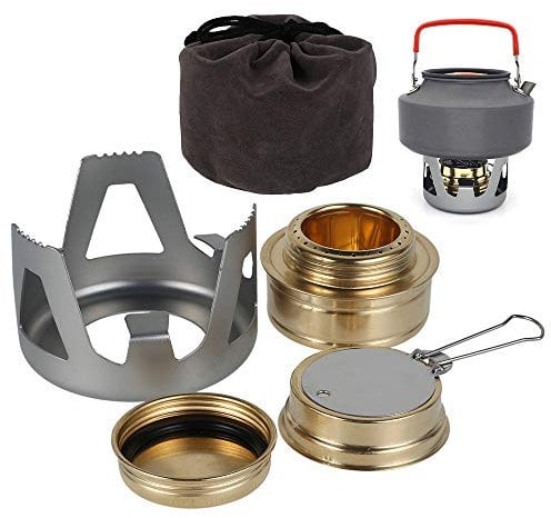 JIAHEY Mini Spirit Burner Windshield Alcohol Camping Stove Alloy Brass Lightweight Adjustable Temperature Alcohol Stove for Backpacking Hiking Outdoor, BBQ Cooking Picnic