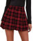Damen Schule Rock Kariert Tennisrock Minirock Kurze Faltenrock Mini-Faltenrock Hohe Taille Schulmädchen A-Linie Patchwork Skater Rock Vielseitig Plaid Gefaltete Rock Gitterrock-Rot-M