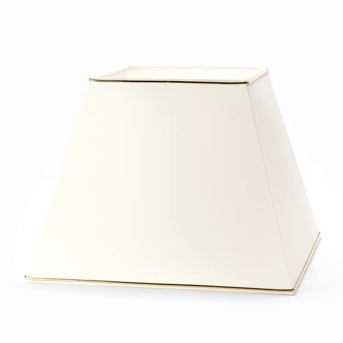 Hochwertiger Lampenschirm Stoffschirm creme mit Chromkante eckig 36cm Chintz