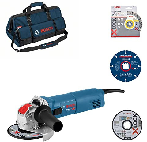 Bosch BAUKIT Winkelschleifer GWX 10-125 X-Lock inklusive Zubehör und Tasche