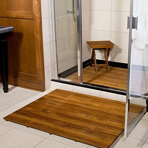 Zhaomi Badezimmer-Duschmatte,Bambus Badematte,Badematte aus Teakholz,Badematte aus Holz,Saunamatte für Den Innen,Lattenrost-Design,für Den Innen- Und Außenbereich (60x30cm/24x11.8in)