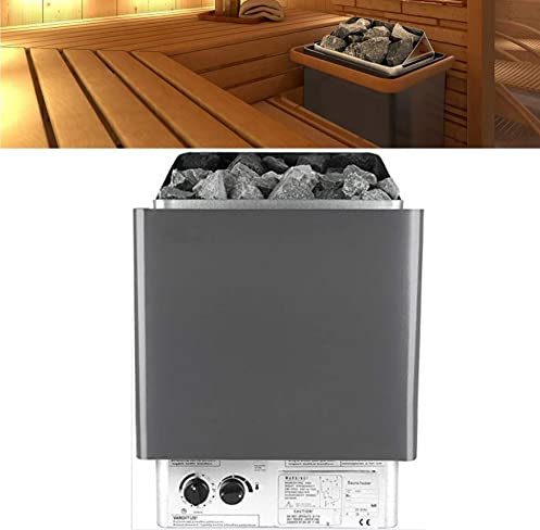 UIGJIOG Stainless Steel Sauna Oven for Home Bathroom Finnish Electric Sauna Heater Sauna Set Wall Mount Installation Thermostat Control Built-In Electric Sauna Oven Dry Sauna for 2-13 M³,3kW