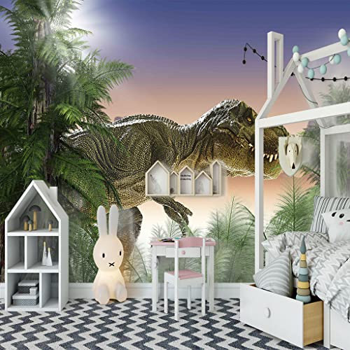 ZAPVI Vlies Tapeten Wandtapete Wald & Dinosaurier Größe:W400CMxH280CM 3D Wandbild Tapete Vlies Tapete Wandtapete Tapete Wohnzimmer Wanddekoration Fototapete 3D Tapete Effekt Wandbild