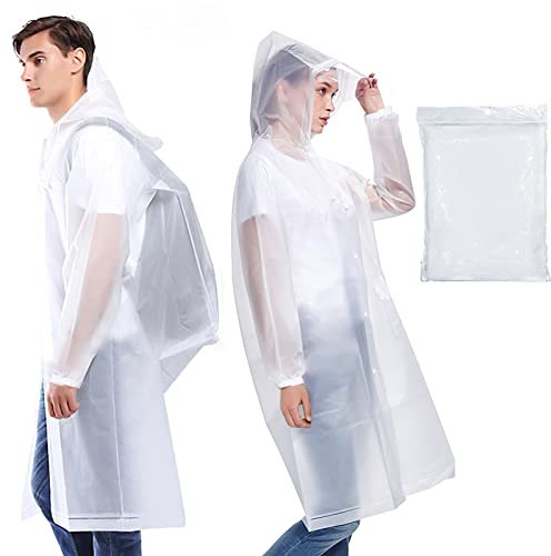AOKITO Regenponcho für Damen und Herren - Wiederverwendbarer, Wasserdichter Regenmantel, Regencape aus Atmungsaktivem EVA-Material für Wandern, Radfahren, Camping und Reisen (Trasparente)