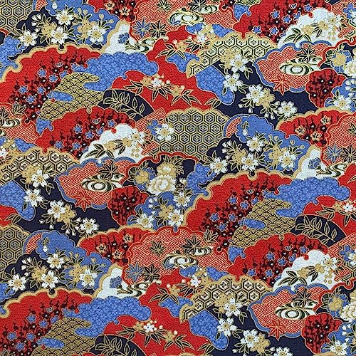 aufodara Baumwollstoff Meterware Gedruckt Muster Bronzing Stoffe zum Nähen, Handwerken Nähen Stoff 145cm breit (Farbe-L09#, 50x145cm)