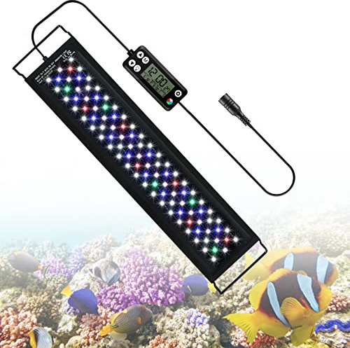 Aquarium LED Beleuchtung, 18W Dimmbare Aquarienbeleuchtung mit Timer für 45cm 1075 lumen Aquarium Fisch Tank Fisch Pflanze mit Verstellbarer Halterung